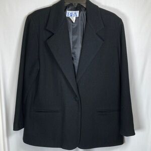 BFA Classics Women's 100% Wool Black Suit Jacket Monochrome Formal Evening